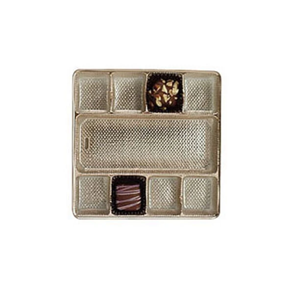 500 Trays - 8 oz. Plastic Candy Trays - Gold - 5-1/2" x 5-1/2" x 15/16"