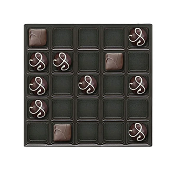 500 Trays - 16 oz. Plastic Candy Trays - 25 Cavities - Brown - 7-7/16" x 7-7/16" x 15/16"