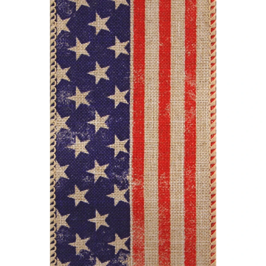 Wired Glory Bee Patriot Pattern on Jute - Kraft 2-1/2" x 25 Yards/Roll