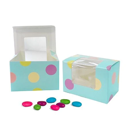 250 Boxes - 1/4 lb. Turquoise Polka Dots - Easter Egg Boxes 3-5/8" x 2-3/8" x 2-3/8"