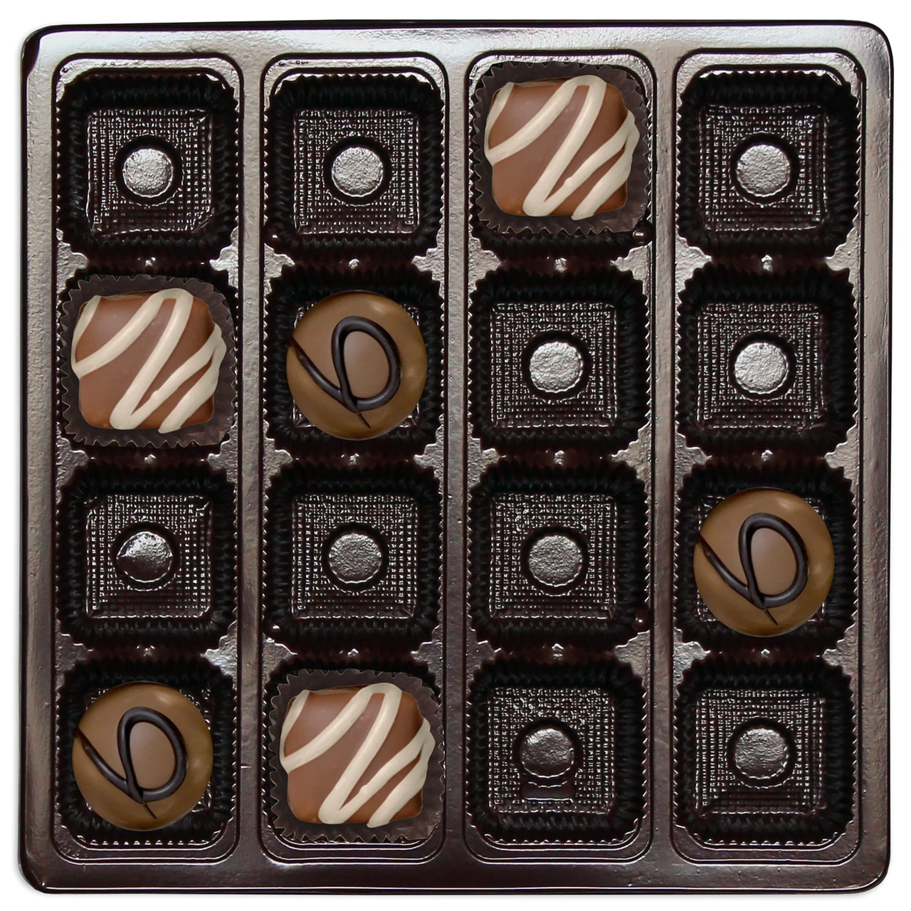 500 Trays - 16 oz. Plastic Candy Trays - 16 Cavities - Brown