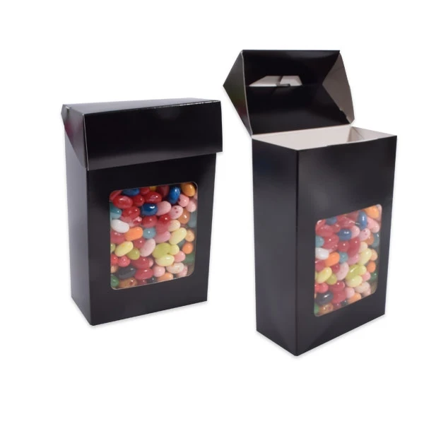 Medium Foodie Candy Boxes Black Window - 4" x 6-1/4" - 100/Pack