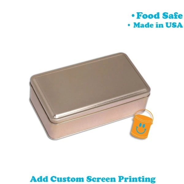 Rectangle Cookie Tins - 4-7/16 x 7-13/16 x 2-1/8 - Gold - 24 Tins/Pack