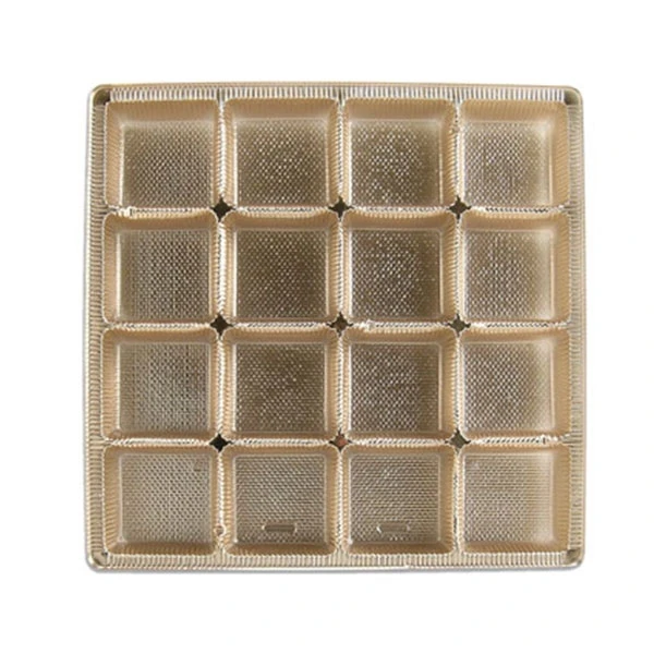 500 Trays - 16 oz. Plastic Candy Trays - 25 Cavities - Gold