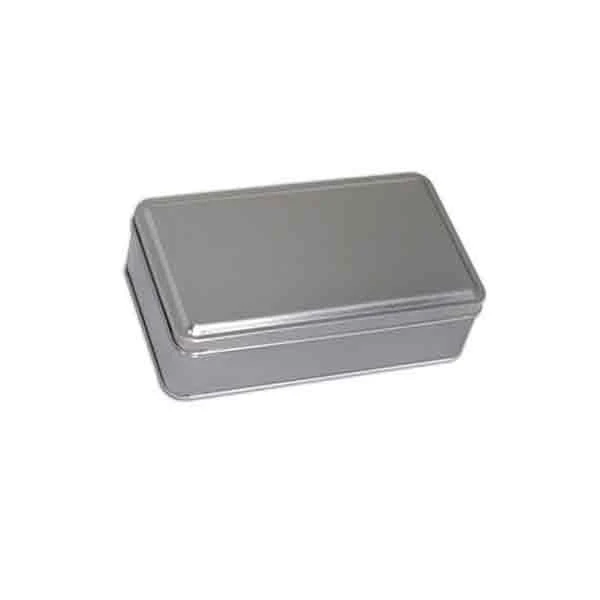 Rectangle Cookie Tins - 4-7/16 x 7-13/16 x 2-1/8 - Platinum - 24 Tins/Pack