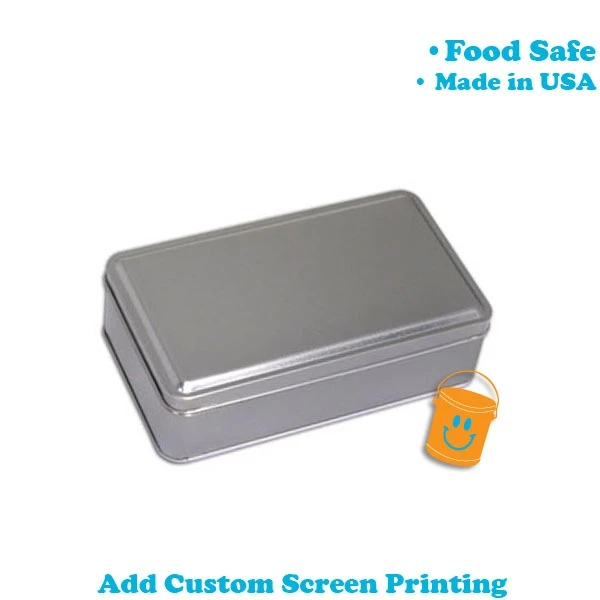 Rectangle Cookie Tins - 4-7/16 x 7-13/16 x 2-1/8 - Platinum - 24 Tins/Pack