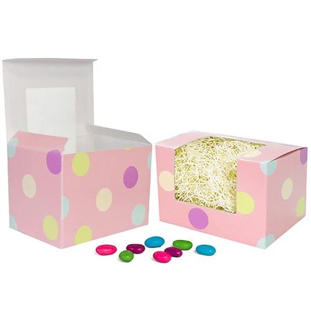 250 Boxes - 1/2 lb. Polka Dots Pink - Easter Egg Boxes
