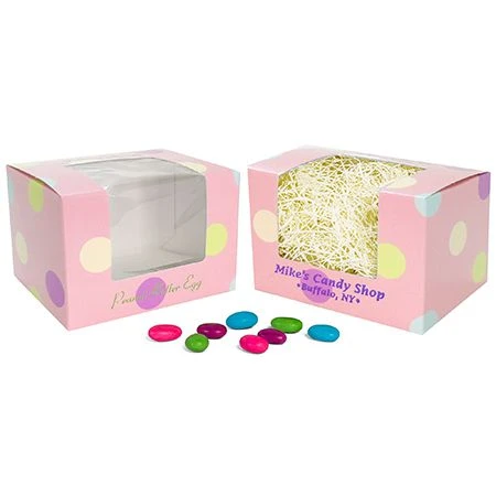 250 Boxes - 1/2 lb. Polka Dots Pink - Easter Egg Boxes