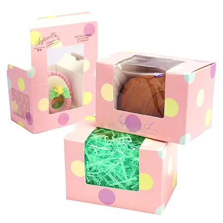 250 Boxes - 1/2 lb. Polka Dots Pink - Easter Egg Boxes