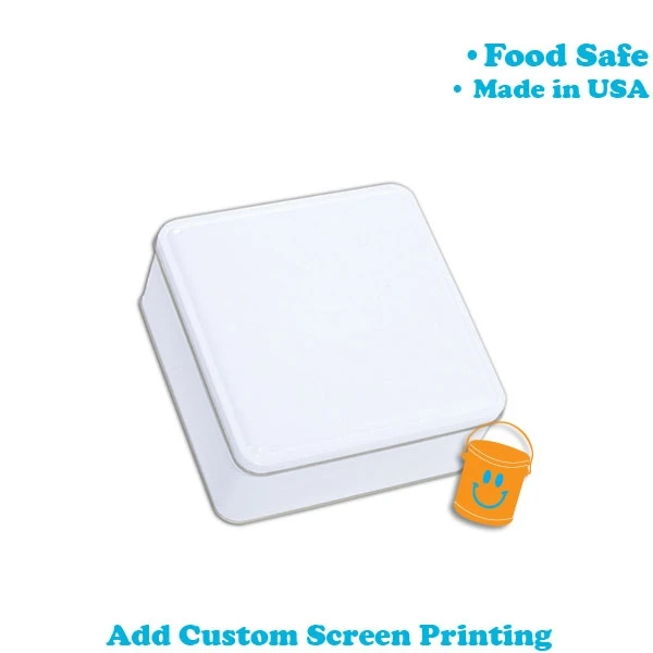 Square Cookie Tins - 6-1/8 x 6-1/8 x 2-5/8 - White - 24 Tins/Pack