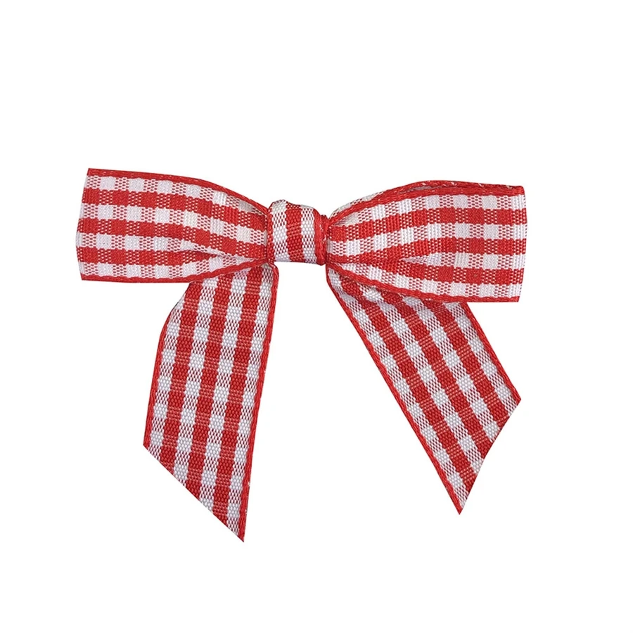 5/8" Black / White Gingham Ribbon - Pre-Tied Twist Tie Bows - 100 Bows/Pack