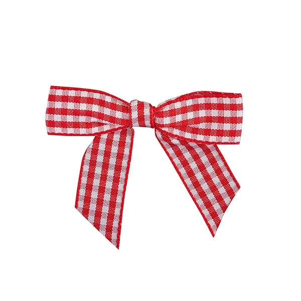 5/8" Black / White Gingham Ribbon - Pre-Tied Twist Tie Bows - 100 Bows/Pack