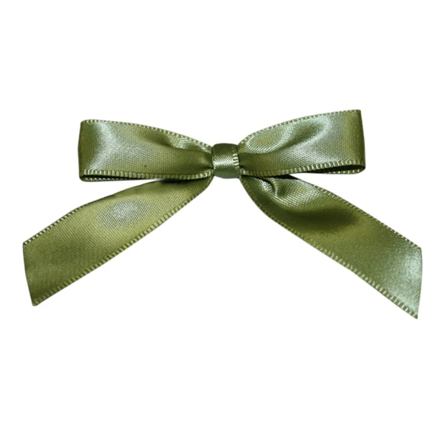 5/8" Ribbon - Pre-Tied Satin Twist Tie Bows - Moss - 100 Bows